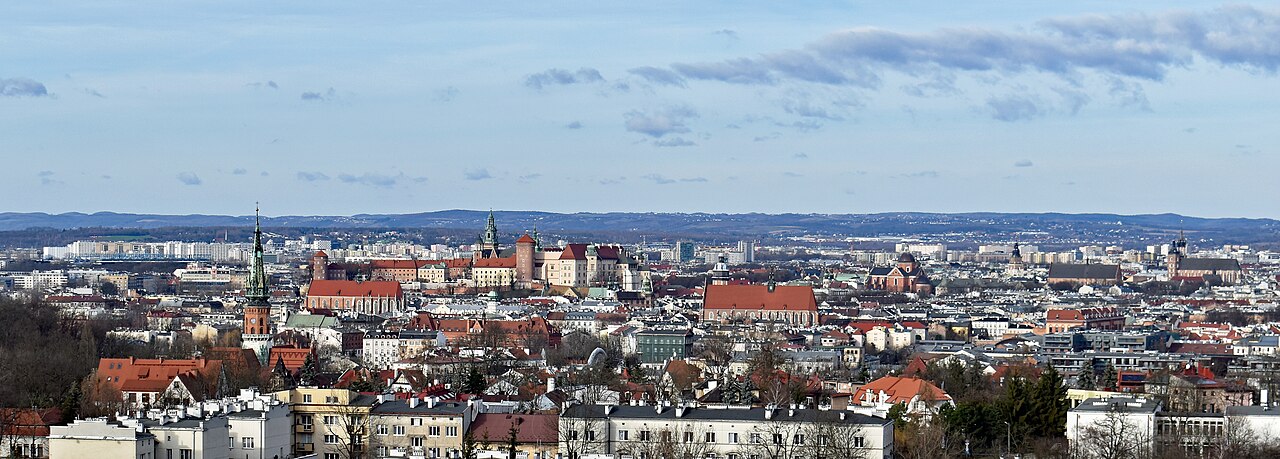 Blick über das Zentrum von Krakau vom Krakus-Hügel